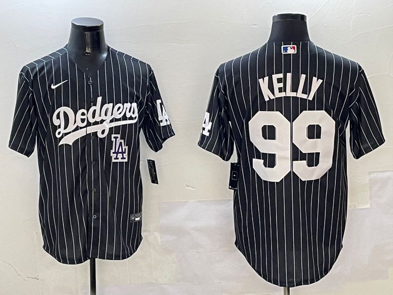 Men Los Angeles Dodgers #99 Kelly Black Stripe Jointly Name 2025 Nike MLB Jersey style 12